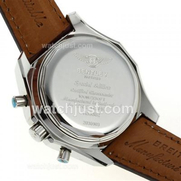 Breitling for Bentley Motors Automatic with White Dial-Leather Strap