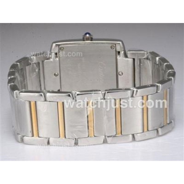 Cartier Tank Two Tone with Diamond Bezel-White Dial