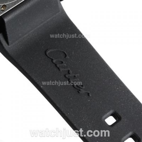 Cartier Santos Black Authentic Ceramic Case Rose Gold Bezel with Black Dial-Black Rubber Strap