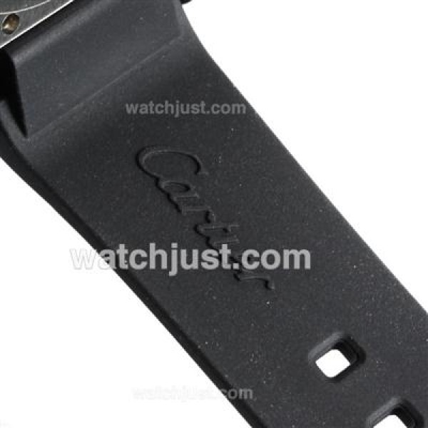 Cartier Santos Black Authentic Ceramic Case Rose Gold Diamond Bezel with Black Dial-Rubber Strap