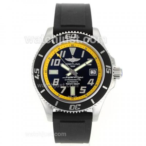 Breitling Super Ocean Steelfish Swiss ETA 2824 Movement with Black Dial-Yellow Inner Bezel