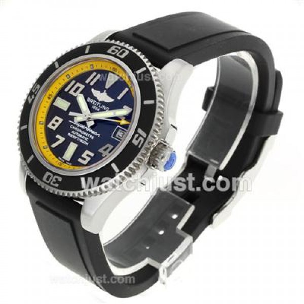 Breitling Super Ocean Steelfish Swiss ETA 2824 Movement with Black Dial-Yellow Inner Bezel