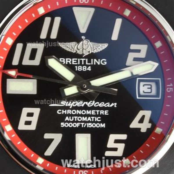 Breitling Super Ocean Steelfish Swiss ETA 2824 Movement with Black Dial-Red Inner Bezel