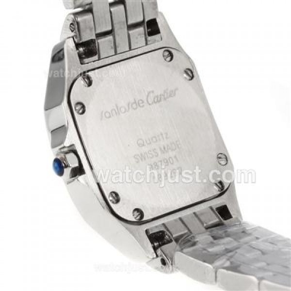 Cartier Montre Santos Demoiselle Diamond Bezel with White Dial Lady Size