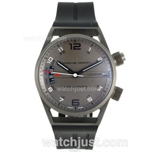 Porsche Design Worldtimer Swiss ETA 2836 Movement Titanium Case with Gray Dial-Rubber Strap