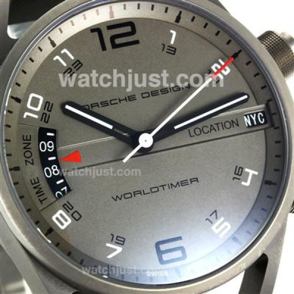 Porsche Design Worldtimer Swiss ETA 2836 Movement Titanium Case with Gray Dial-Rubber Strap