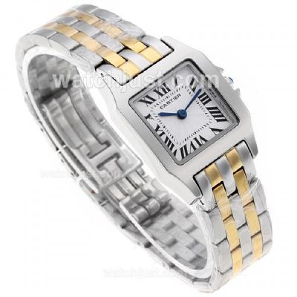 Cartier Santos 100 Two Tone with White Dial Lady Size