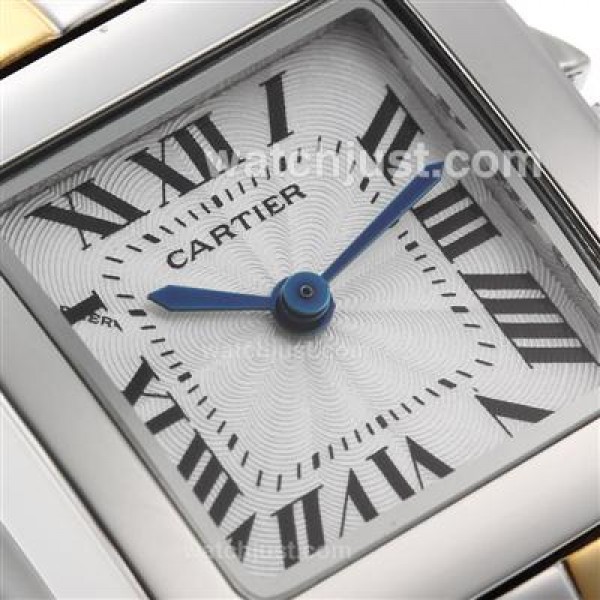 Cartier Santos 100 Two Tone with White Dial Lady Size