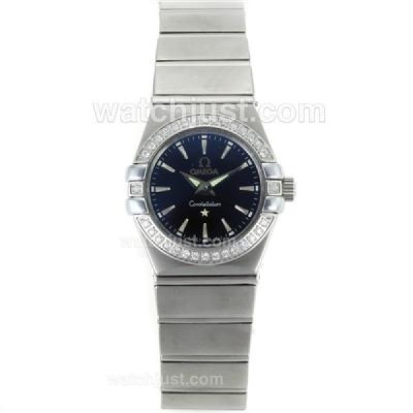 Omega Constellation Diamond Bezel Stick Markers with Black Dial-Same Chassis as ETA Version-Lady Size