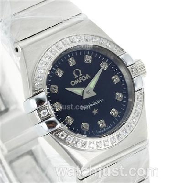Omega Constellation Diamond Bezel and Markers with Black Dial-Same Chassis as ETA Version-Lady Size
