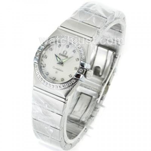 Omega Constellation Diamond Bezel and Markers with White Dial-Same Chassis as ETA Version-Lady Size