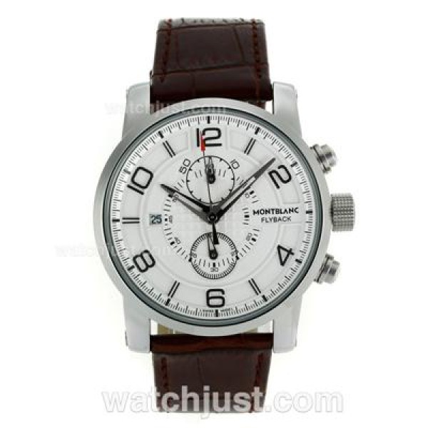 Montblanc Flyback Working Chronograph with White Dial-Leather Strap