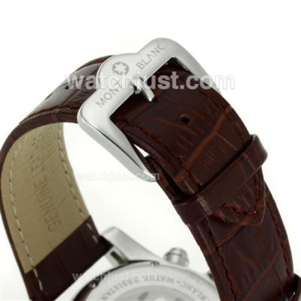 Montblanc Flyback Working Chronograph with White Dial-Leather Strap