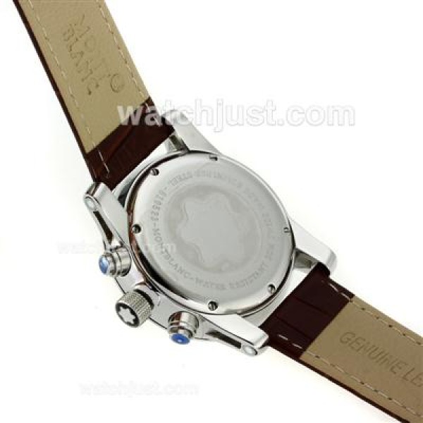 Montblanc Flyback Working Chronograph with White Dial-Leather Strap