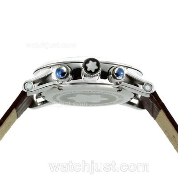 Montblanc Flyback Working Chronograph with White Dial-Leather Strap
