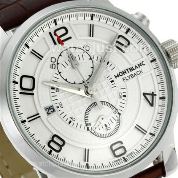 Montblanc Flyback Working Chronograph with White Dial-Leather Strap