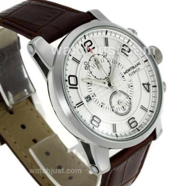 Montblanc Flyback Working Chronograph with White Dial-Leather Strap