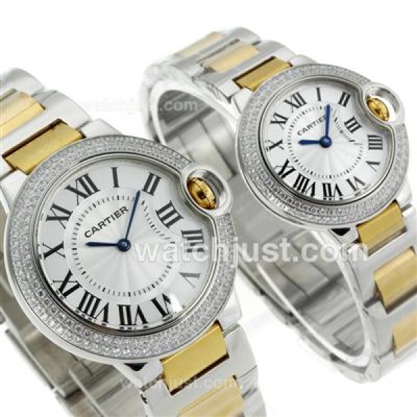 Cartier Ballon bleu de Cartier Two Tone Diamond Bezel with White Dial