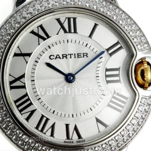 Cartier Ballon bleu de Cartier Two Tone Diamond Bezel with White Dial