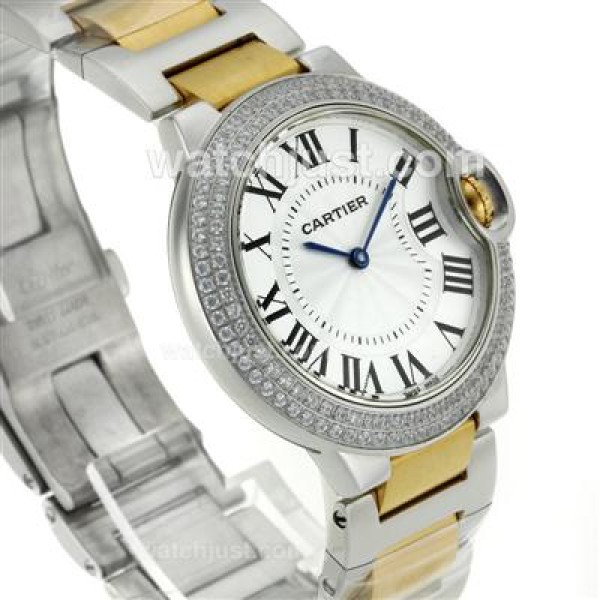 Cartier Ballon bleu de Cartier Two Tone Diamond Bezel with White Dial
