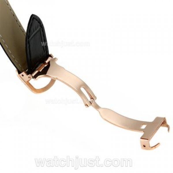 Cartier Ballon bleu de Cartier Rose Gold Case with White Dial-Black Leather Strap