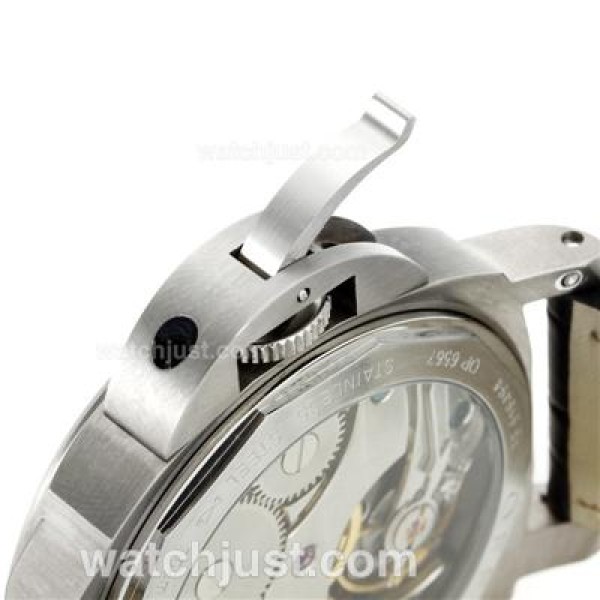 Panerai Luminor Marina Militare Unitas 6497 Movement Swan Neck with Green Markers-Leather Strap