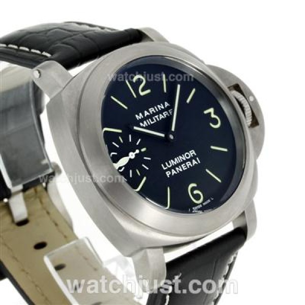 Panerai Luminor Marina Militare Unitas 6497 Movement Swan Neck with Green Markers-Leather Strap