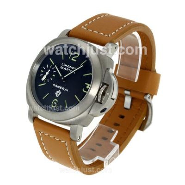 Panerai Luminor Marina OP Logo Unitas 6497 Movement Swan Neck with Green Markers-Leather Strap