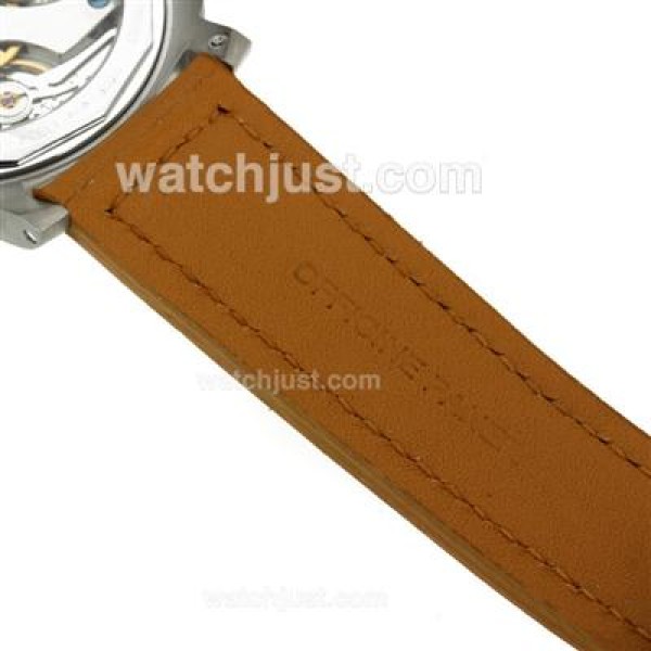 Panerai Luminor Marina OP Logo Unitas 6497 Movement Swan Neck with Green Markers-Leather Strap