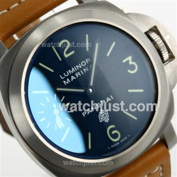 Panerai Luminor Marina OP Logo Unitas 6497 Movement Swan Neck with Green Markers-Leather Strap