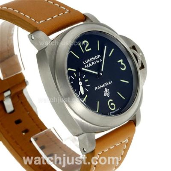 Panerai Luminor Marina OP Logo Unitas 6497 Movement Swan Neck with Green Markers-Leather Strap