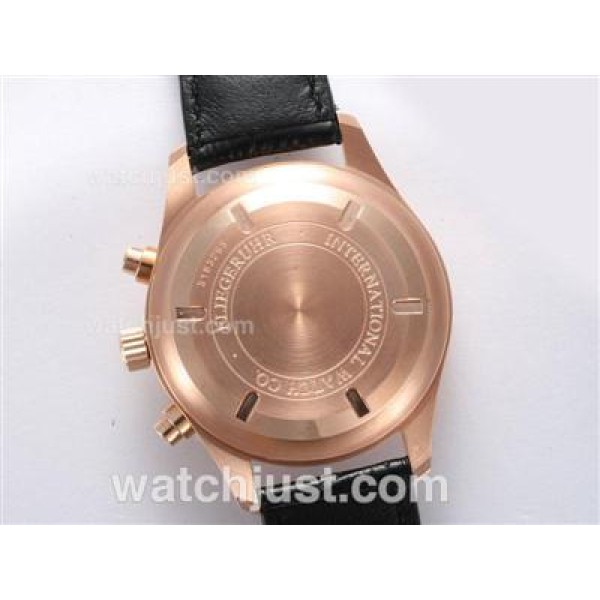 IWC Pilot Chronograph Swiss Valjoux 7750 Movement Rose Gold Case with Black Dial-AR Coating