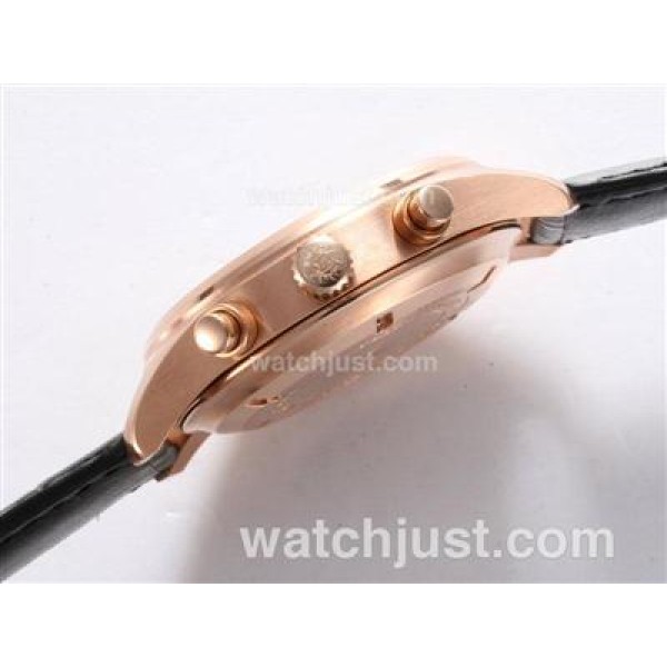 IWC Pilot Chronograph Swiss Valjoux 7750 Movement Rose Gold Case with Black Dial-AR Coating