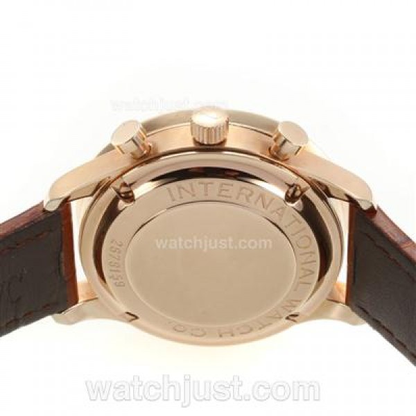 IWC Portuguese Chronograph Swiss Valjoux 7750 Movement Gold Case with White Dial