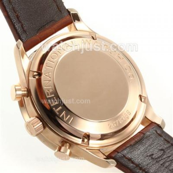 IWC Portuguese Chronograph Swiss Valjoux 7750 Movement Gold Case with White Dial