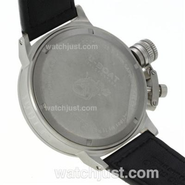 U-Boat Italo Fontana U 1001 Orange Needles Markers with Black Dial-Leather Strap