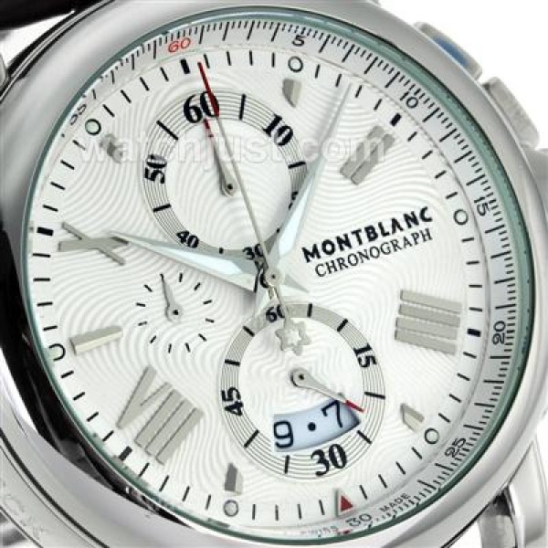 Montblanc Star Working Chronograph with White Dial-Leather Strap