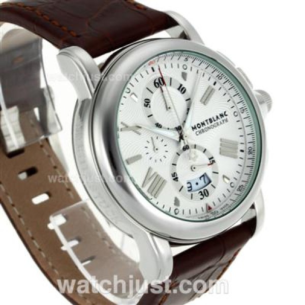 Montblanc Star Working Chronograph with White Dial-Leather Strap