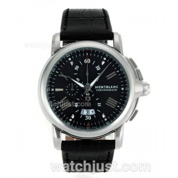Montblanc Star Working Chronograph with Black Dial-Leather Strap