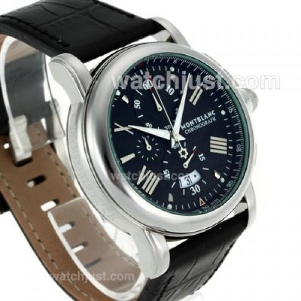 Montblanc Star Working Chronograph with Black Dial-Leather Strap