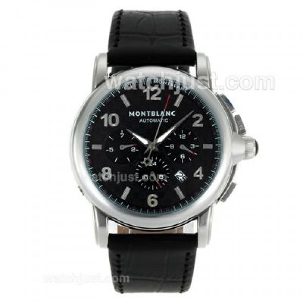 Montblanc Star Automatic with Black Dial-Leather Strap