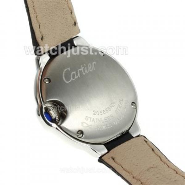 Cartier Ballon Bleu de Cartier Diamond Bezel White Dial with Black Strap -Lady Size