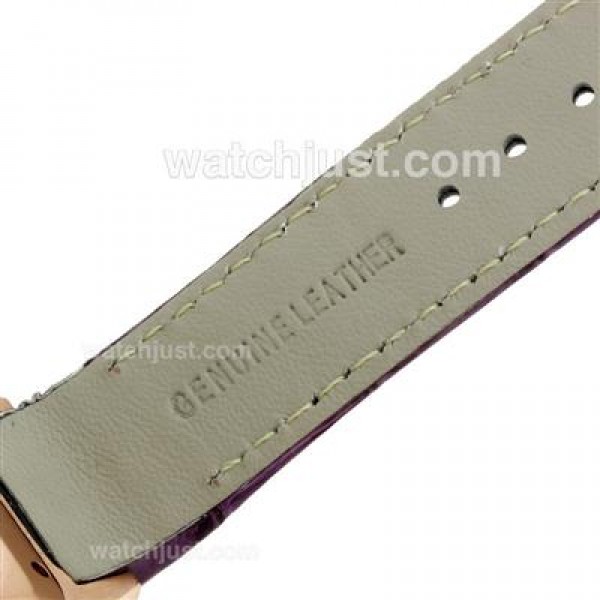 Cartier Santos 100 Rose Glod Case with White Dial-Purple Leather Strap