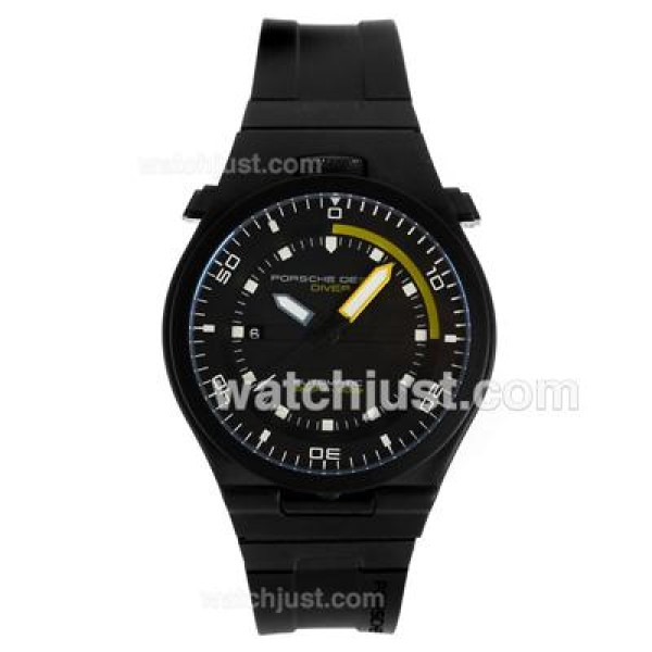 Porsche Design Flat 6 Diver Swiss ETA 2836 Movement PVD Case with Black Dial-Rubber Strap