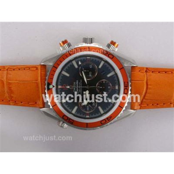 Cheap Omega Seamaster Planet Ocean Chronograph Replica Watches With Black Dials For Men