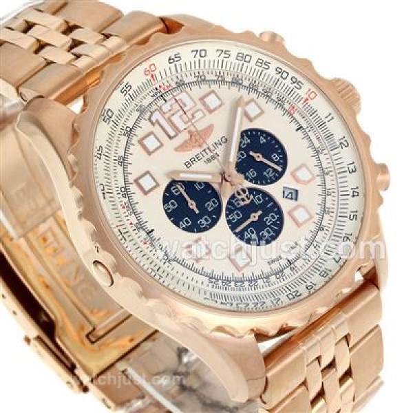 Breitling Chronospace Working Chronograph Full Rose Gold with White Dial