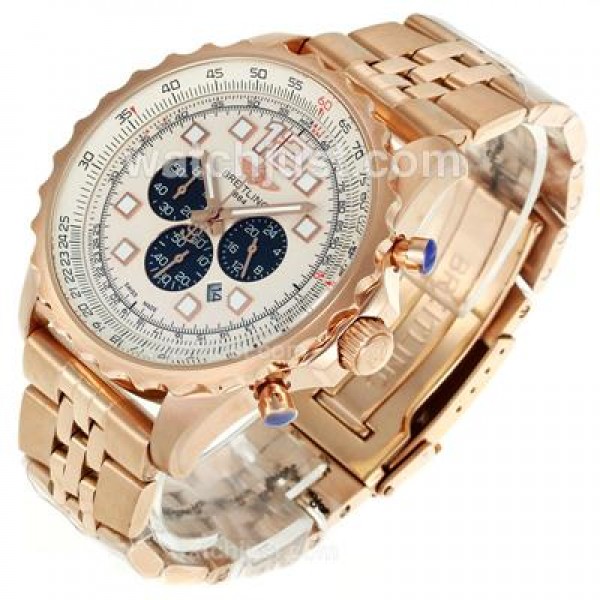 Breitling Chronospace Working Chronograph Full Rose Gold with White Dial