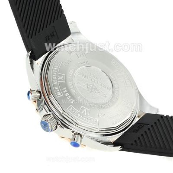 Breitling Chronospace Working Chronograph Two Tone Case with Black Dial-Rubber Strap