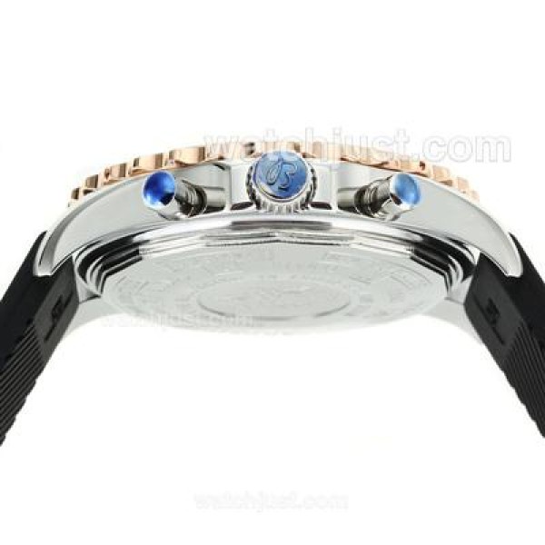Breitling Chronospace Working Chronograph Two Tone Case with Black Dial-Rubber Strap