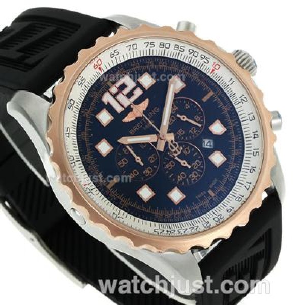Breitling Chronospace Working Chronograph Two Tone Case with Black Dial-Rubber Strap